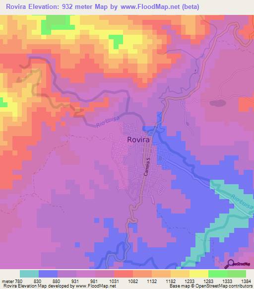 Rovira,Colombia Elevation Map