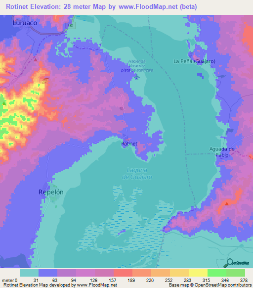 Rotinet,Colombia Elevation Map