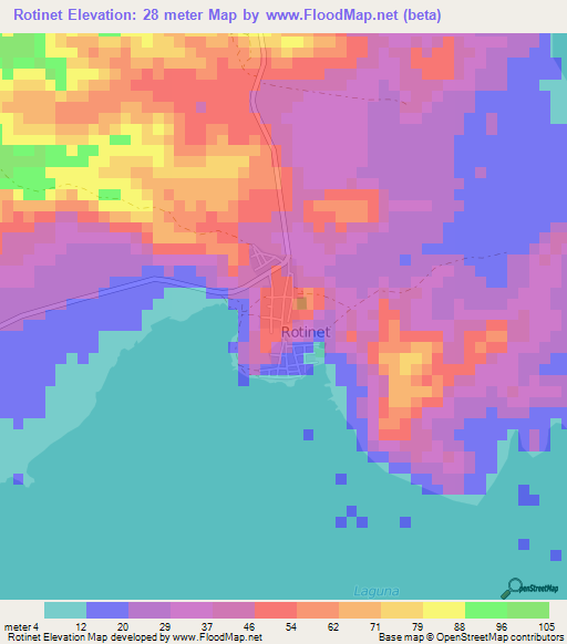 Rotinet,Colombia Elevation Map