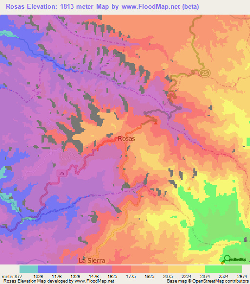 Rosas,Colombia Elevation Map