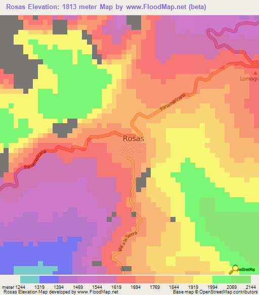 Rosas,Colombia Elevation Map