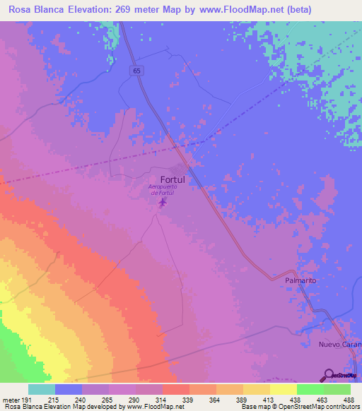 Rosa Blanca,Colombia Elevation Map