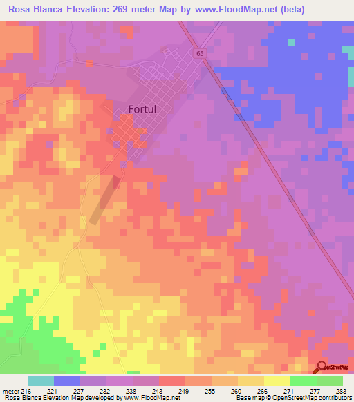 Rosa Blanca,Colombia Elevation Map