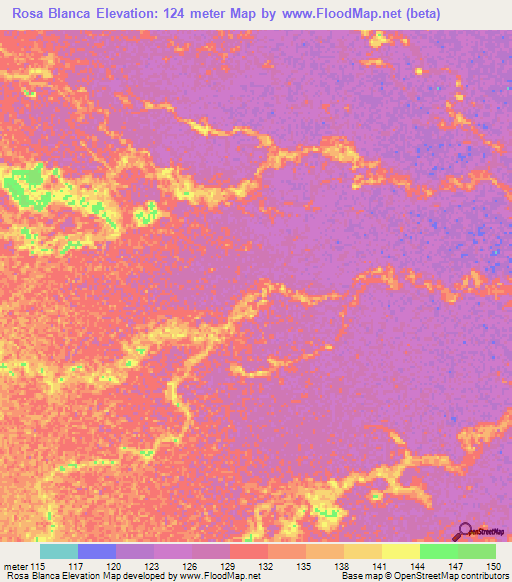 Rosa Blanca,Colombia Elevation Map