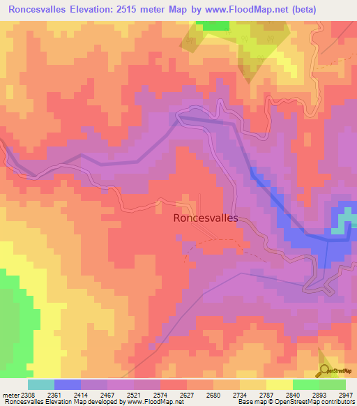 Roncesvalles,Colombia Elevation Map