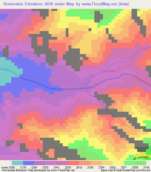 Romerales,Colombia Elevation Map