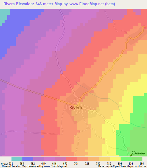 Rivera,Colombia Elevation Map