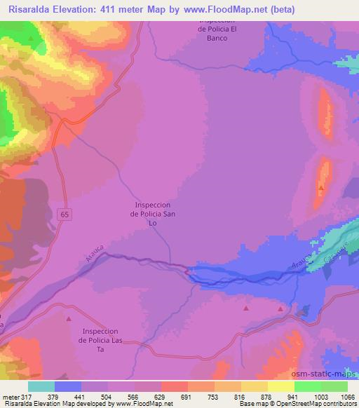 Risaralda,Colombia Elevation Map