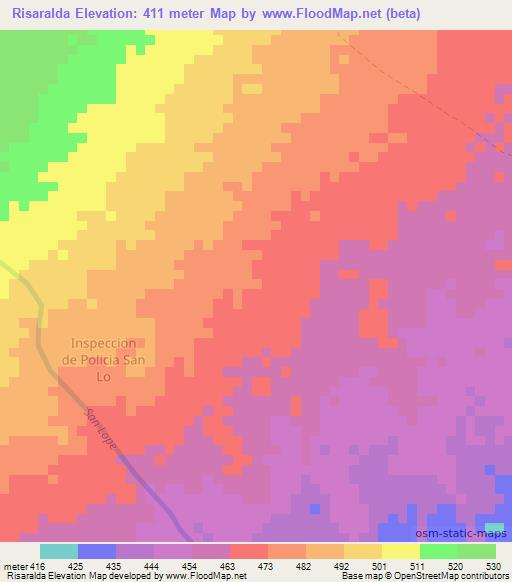 Risaralda,Colombia Elevation Map