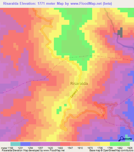 Risaralda,Colombia Elevation Map