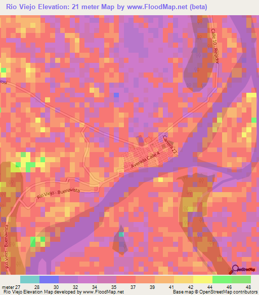 Rio Viejo,Colombia Elevation Map