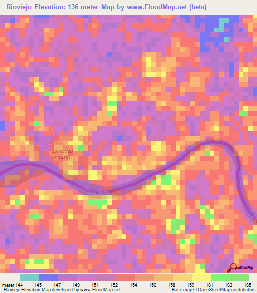 Rioviejo,Colombia Elevation Map