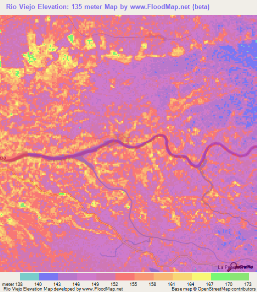 Rio Viejo,Colombia Elevation Map