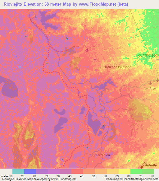 Rioviejito,Colombia Elevation Map