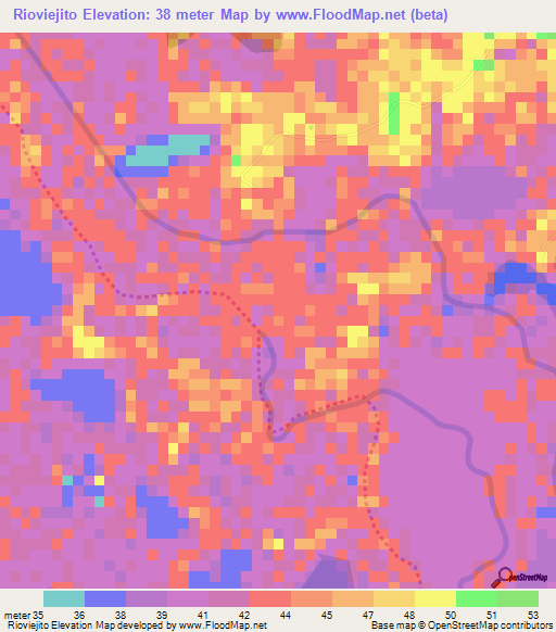 Rioviejito,Colombia Elevation Map