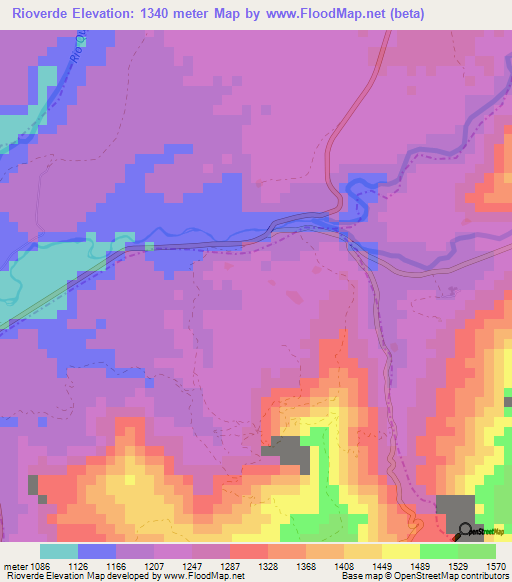 Rioverde,Colombia Elevation Map