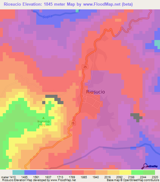 Riosucio,Colombia Elevation Map