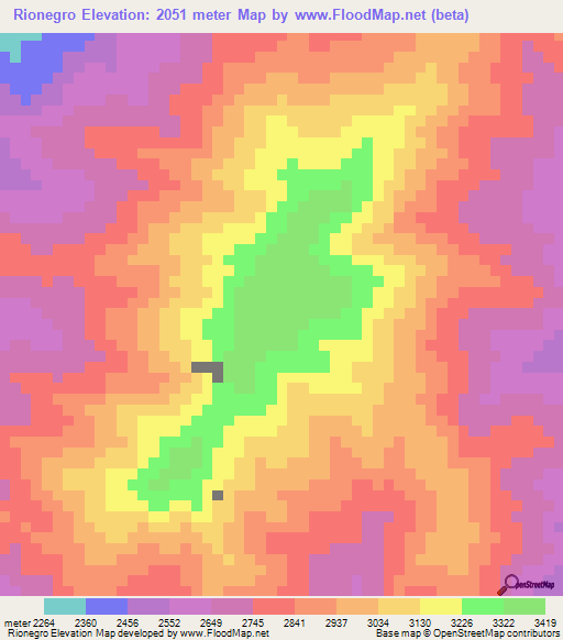 Rionegro,Colombia Elevation Map