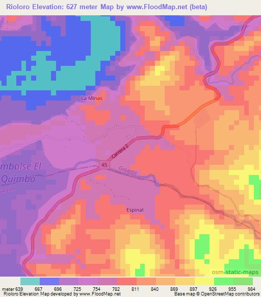 Rioloro,Colombia Elevation Map