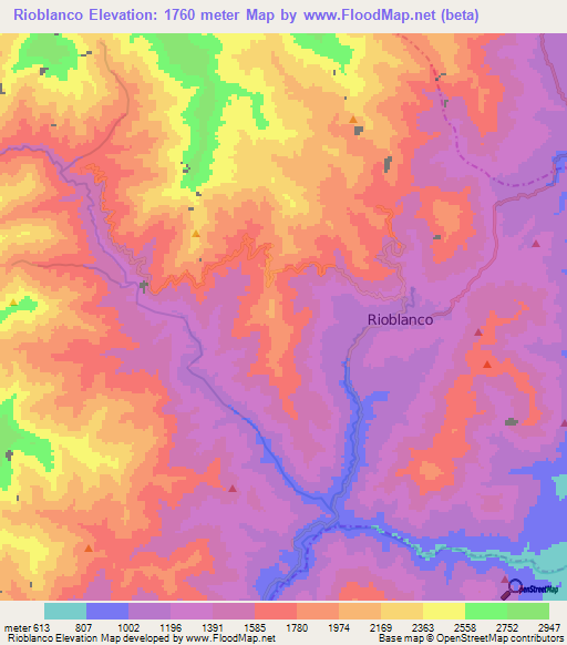 Rioblanco,Colombia Elevation Map