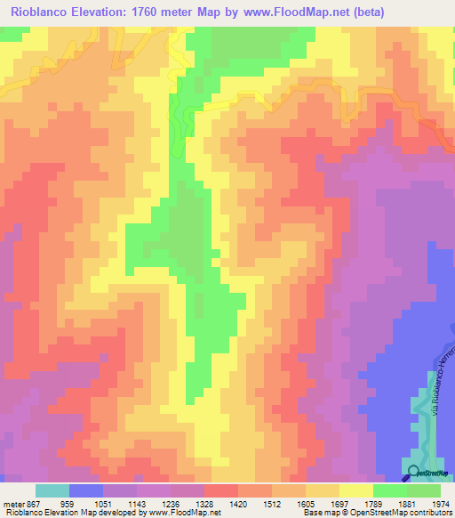 Rioblanco,Colombia Elevation Map