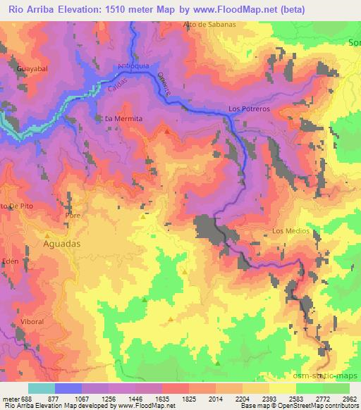 Rio Arriba,Colombia Elevation Map