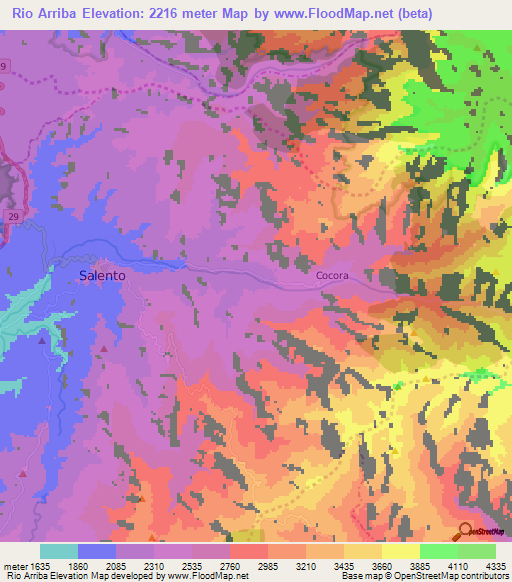 Rio Arriba,Colombia Elevation Map