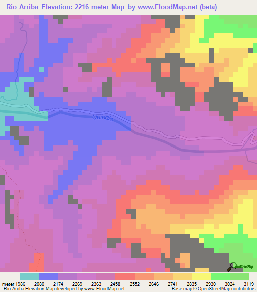 Rio Arriba,Colombia Elevation Map