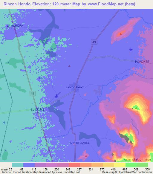 Rincon Hondo,Colombia Elevation Map