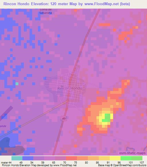 Rincon Hondo,Colombia Elevation Map