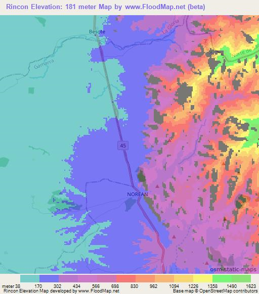 Rincon,Colombia Elevation Map