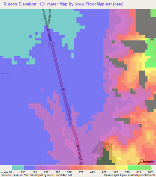 Rincon,Colombia Elevation Map