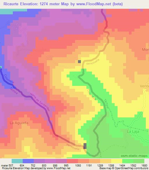 Ricaurte,Colombia Elevation Map