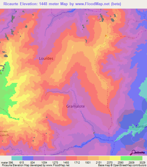 Ricaurte,Colombia Elevation Map