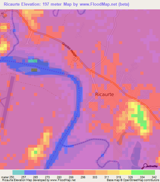 Ricaurte,Colombia Elevation Map