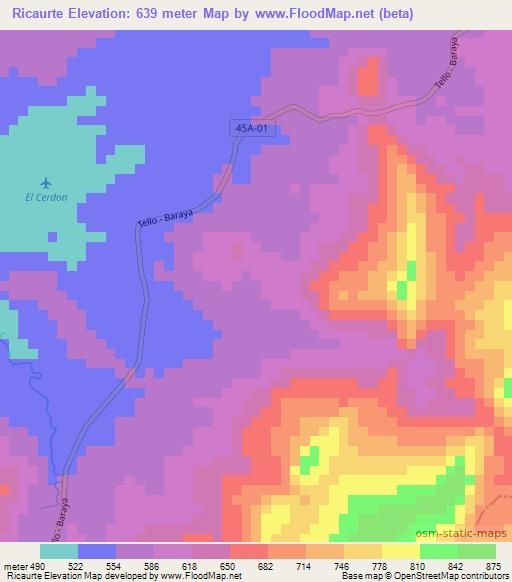 Ricaurte,Colombia Elevation Map