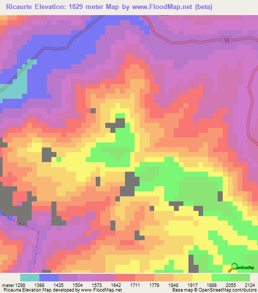 Ricaurte,Colombia Elevation Map