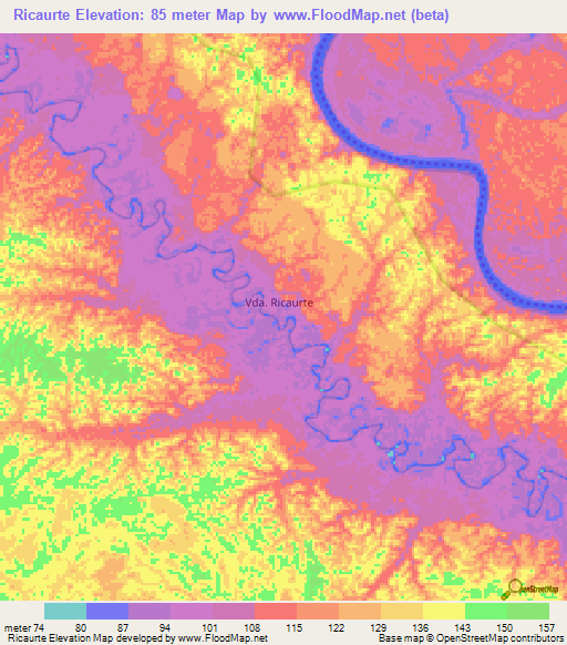 Ricaurte,Colombia Elevation Map