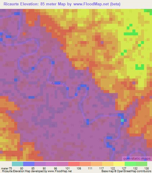 Ricaurte,Colombia Elevation Map