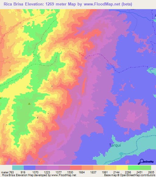 Rica Brisa,Colombia Elevation Map