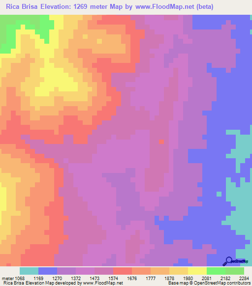 Rica Brisa,Colombia Elevation Map