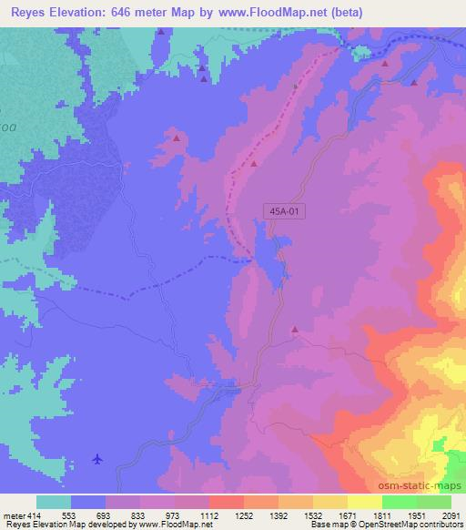 Reyes,Colombia Elevation Map