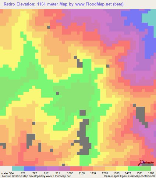 Retiro,Colombia Elevation Map