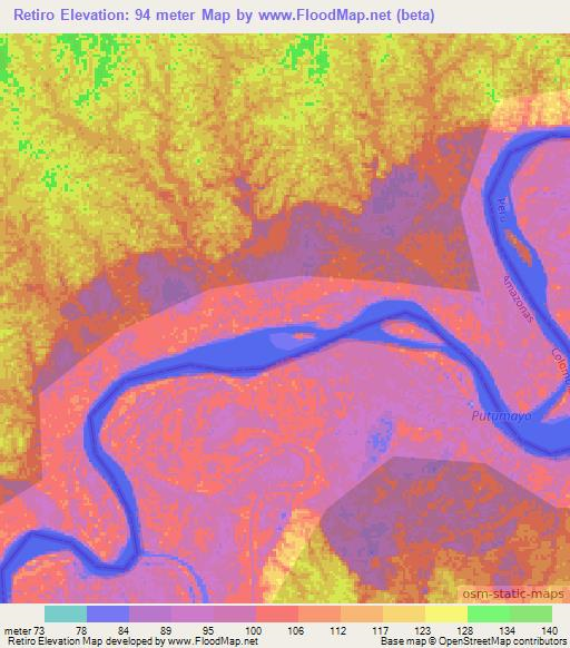 Retiro,Colombia Elevation Map