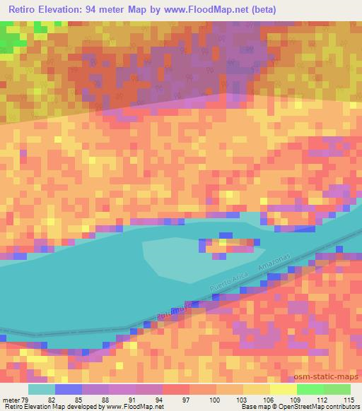 Retiro,Colombia Elevation Map