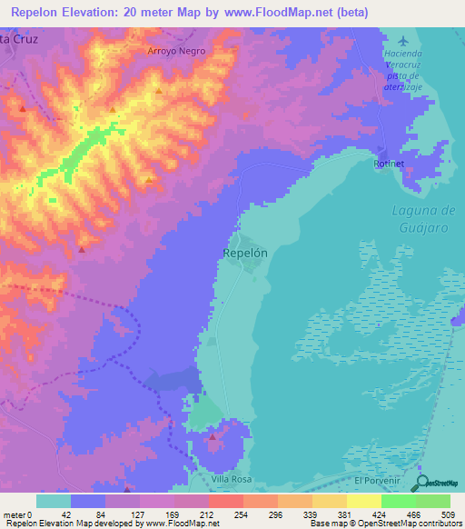 Repelon,Colombia Elevation Map