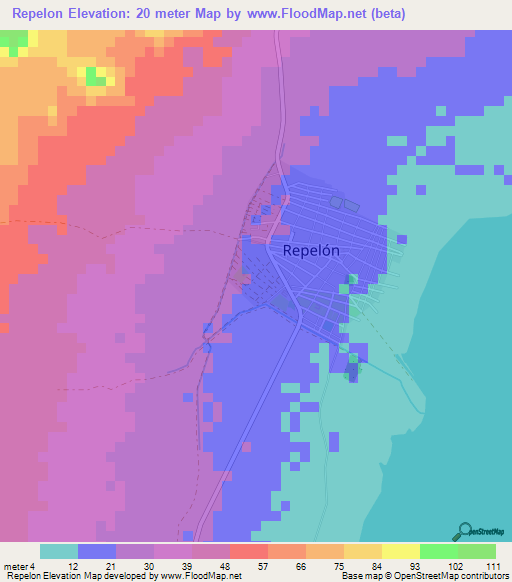 Repelon,Colombia Elevation Map