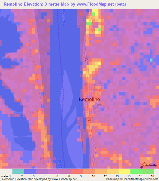 Remolino,Colombia Elevation Map