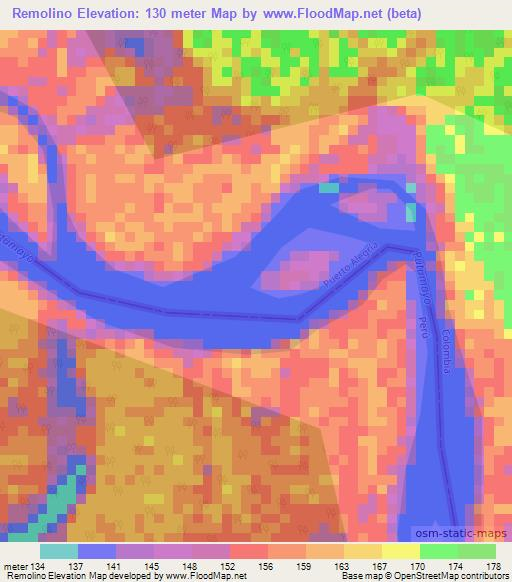 Remolino,Colombia Elevation Map