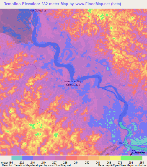 Remolino,Colombia Elevation Map